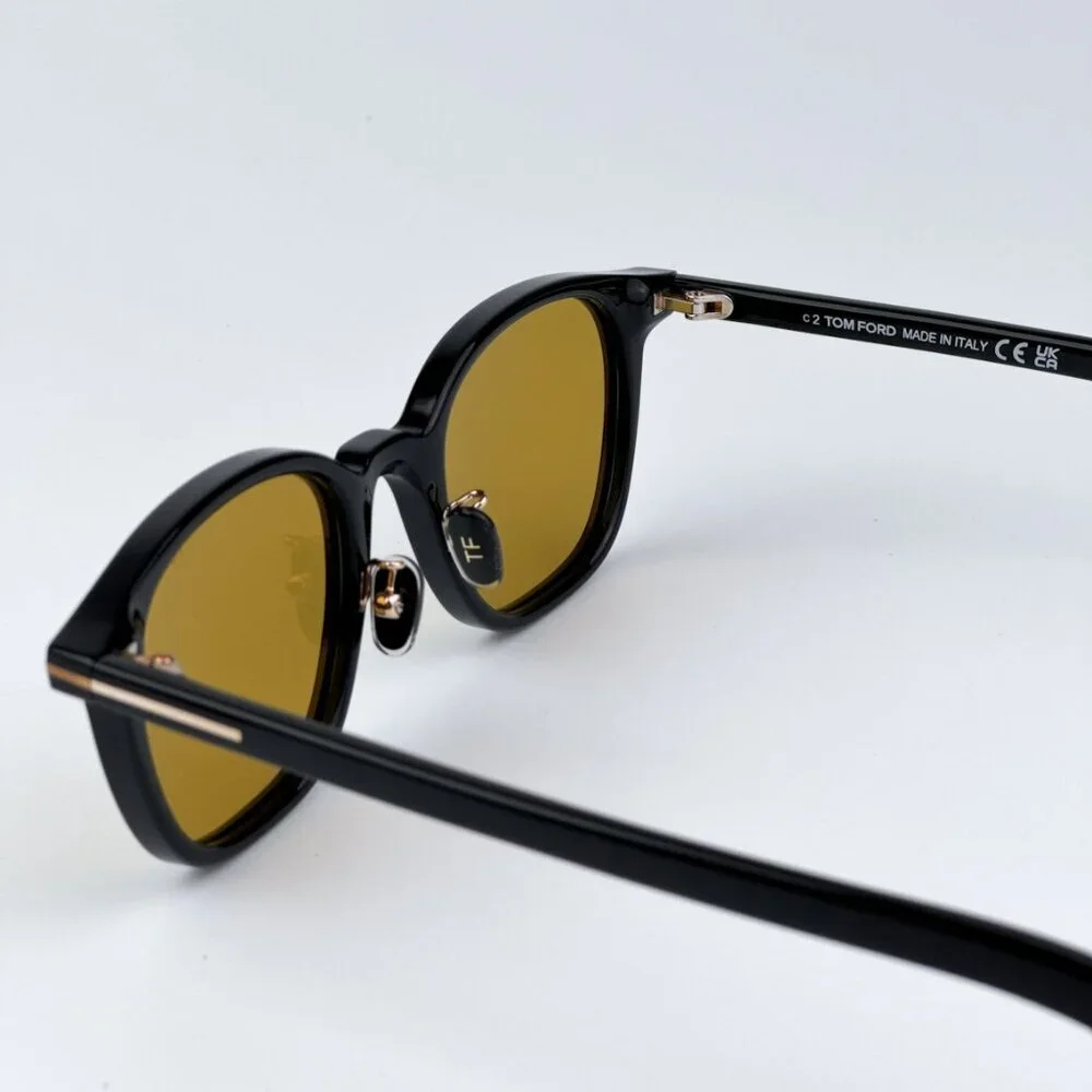 Tom Ford FT0978-D/S Eco 01E BRAND NEW Sunglasses Black Light Brown Square Unisex